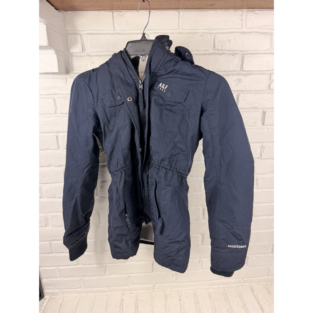 Abercrombie Weather Warrior Parka Jacket Women's XL Sherpa Lined Hooded Navy